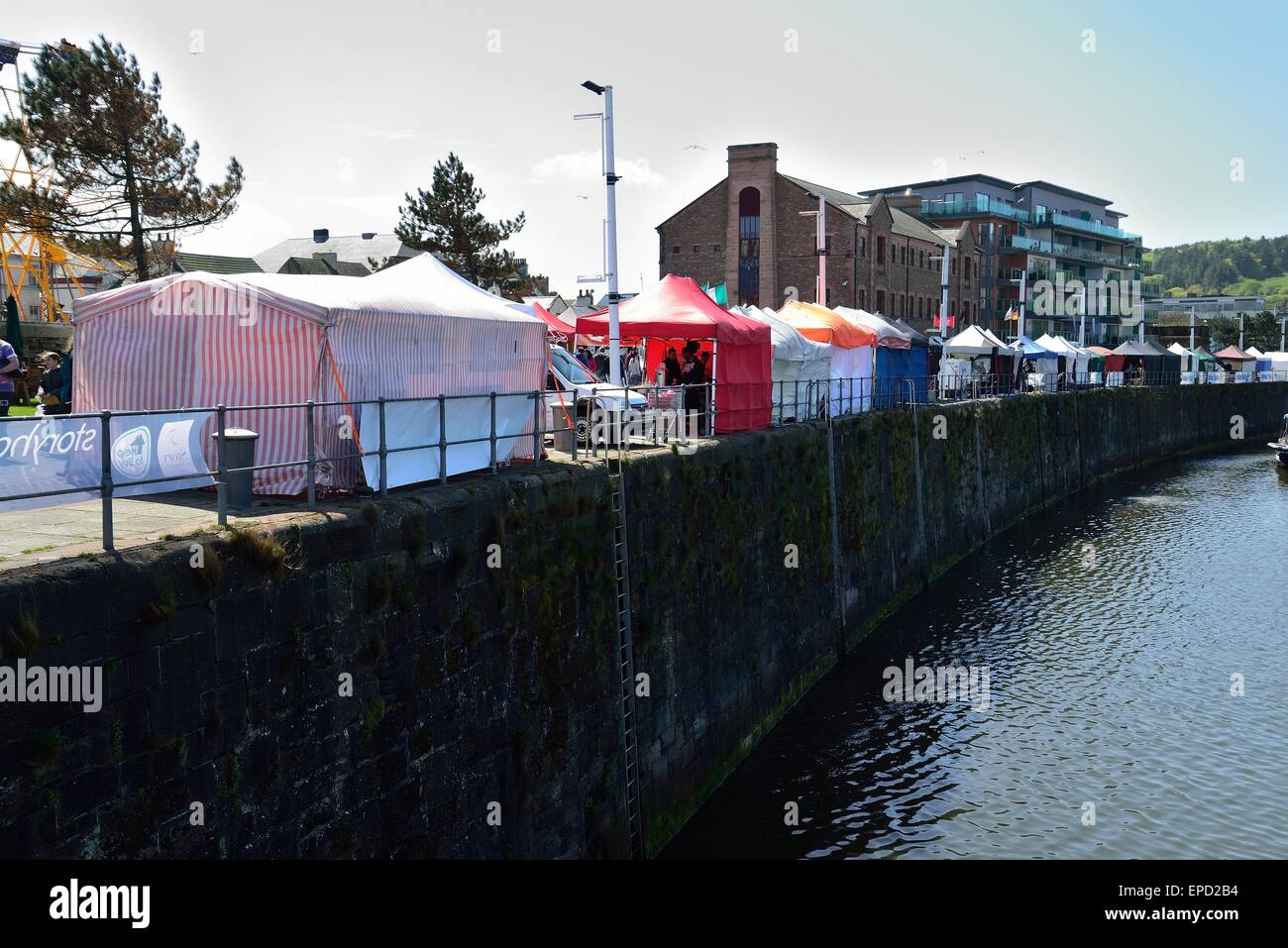 Bancarelle su whitehaven porto whitehavens la casa e il giardino festival maggio 2015 Foto Stock