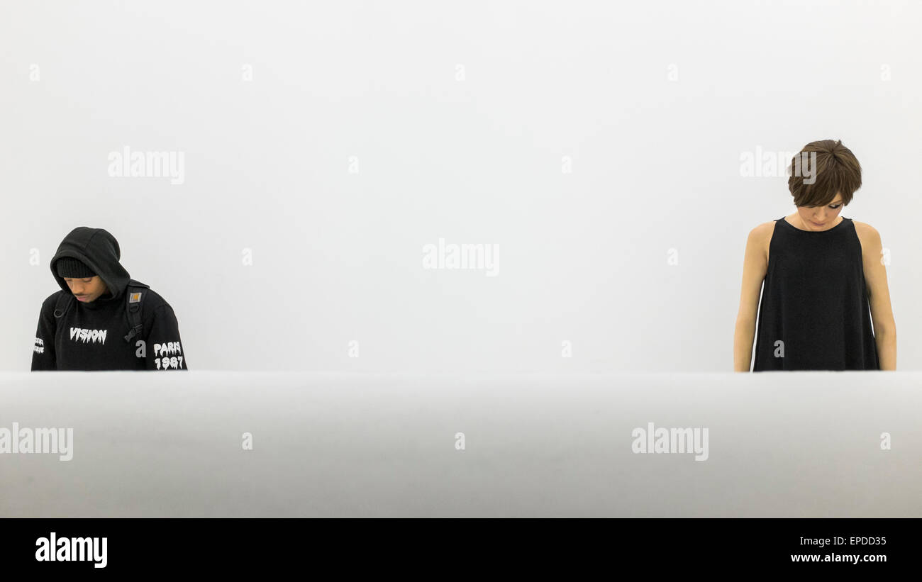 Due gli amanti dell'arte guardando l'arte al 'Palais de Tokyo' galleria d'arte contemporanea, Parigi Foto Stock