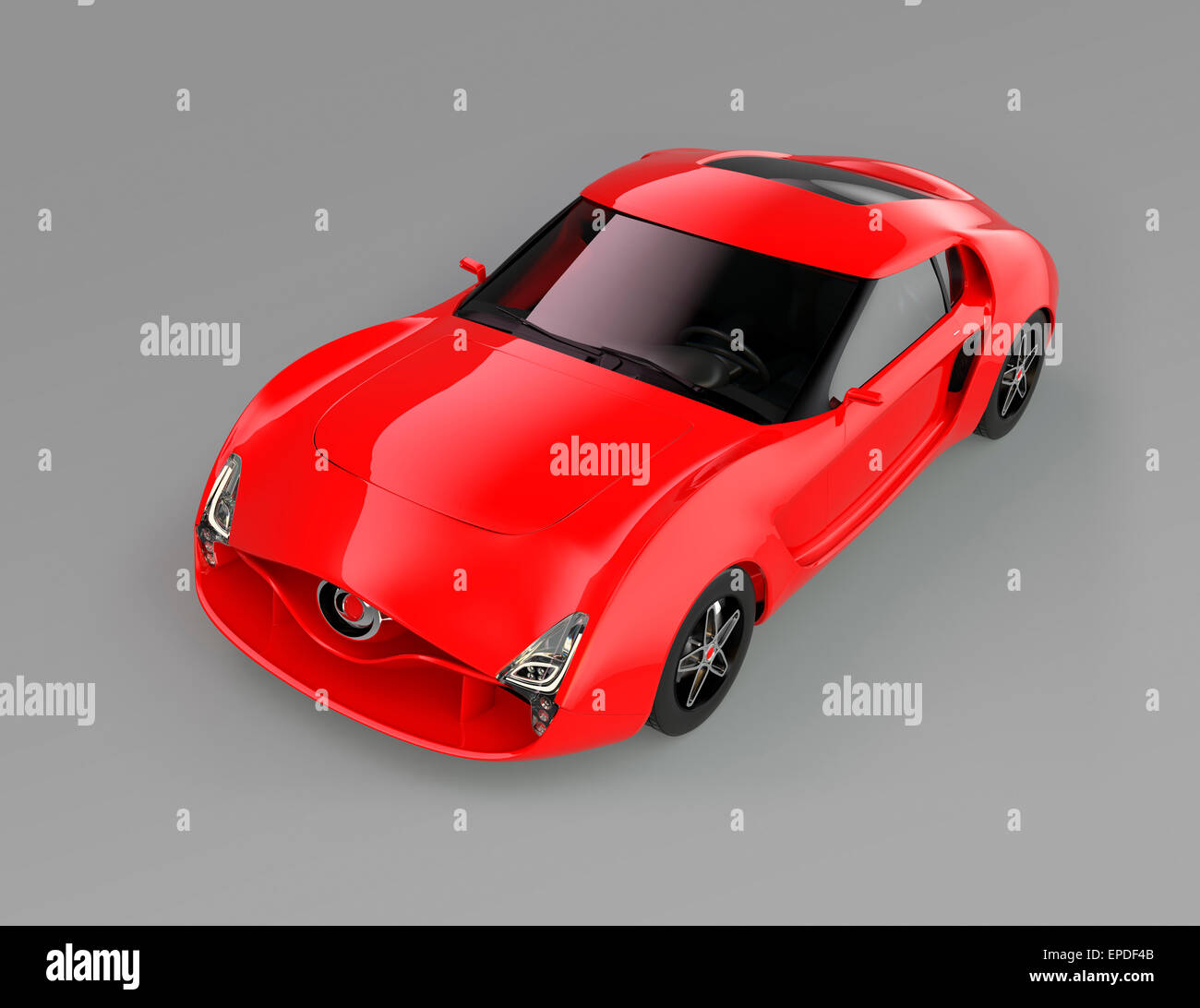 Auto sportiva rossa isolata su uno sfondo grigio con percorso di clipping. Design originale. Foto Stock