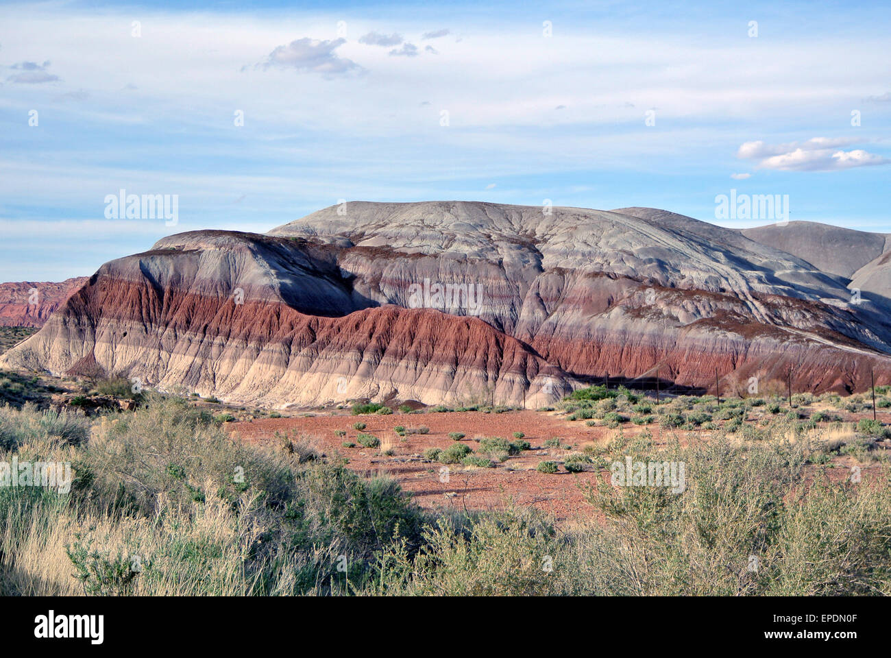Vista di arenaria insolite formazioni rocciose in souther utah sulla HWY 87a Foto Stock