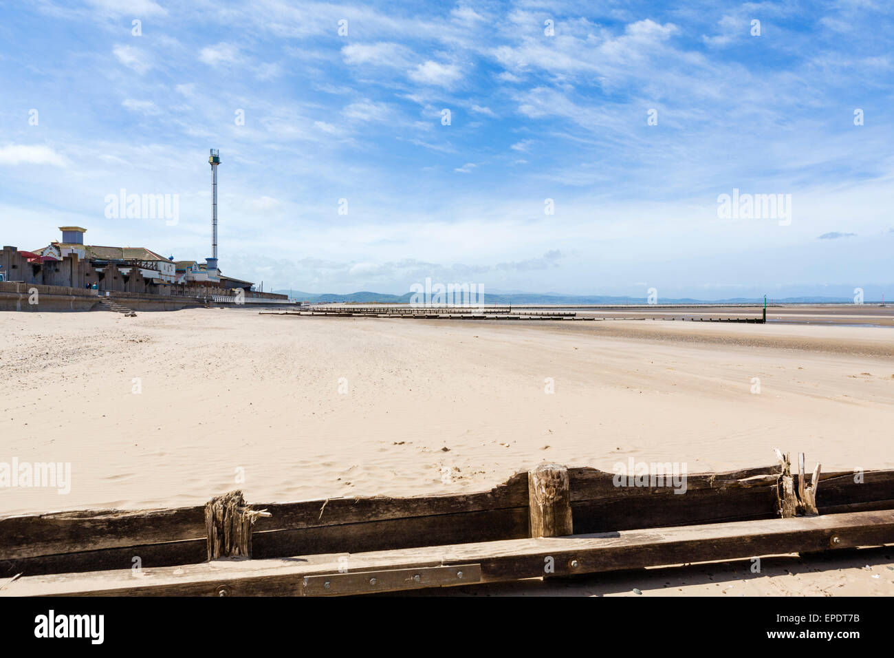 La spiaggia di Rhyl, Denbighshire, Wales, Regno Unito Foto Stock