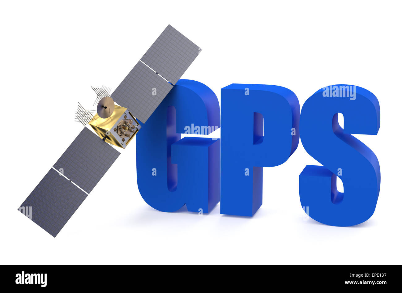 GPS satellite isolati su sfondo bianco Foto Stock