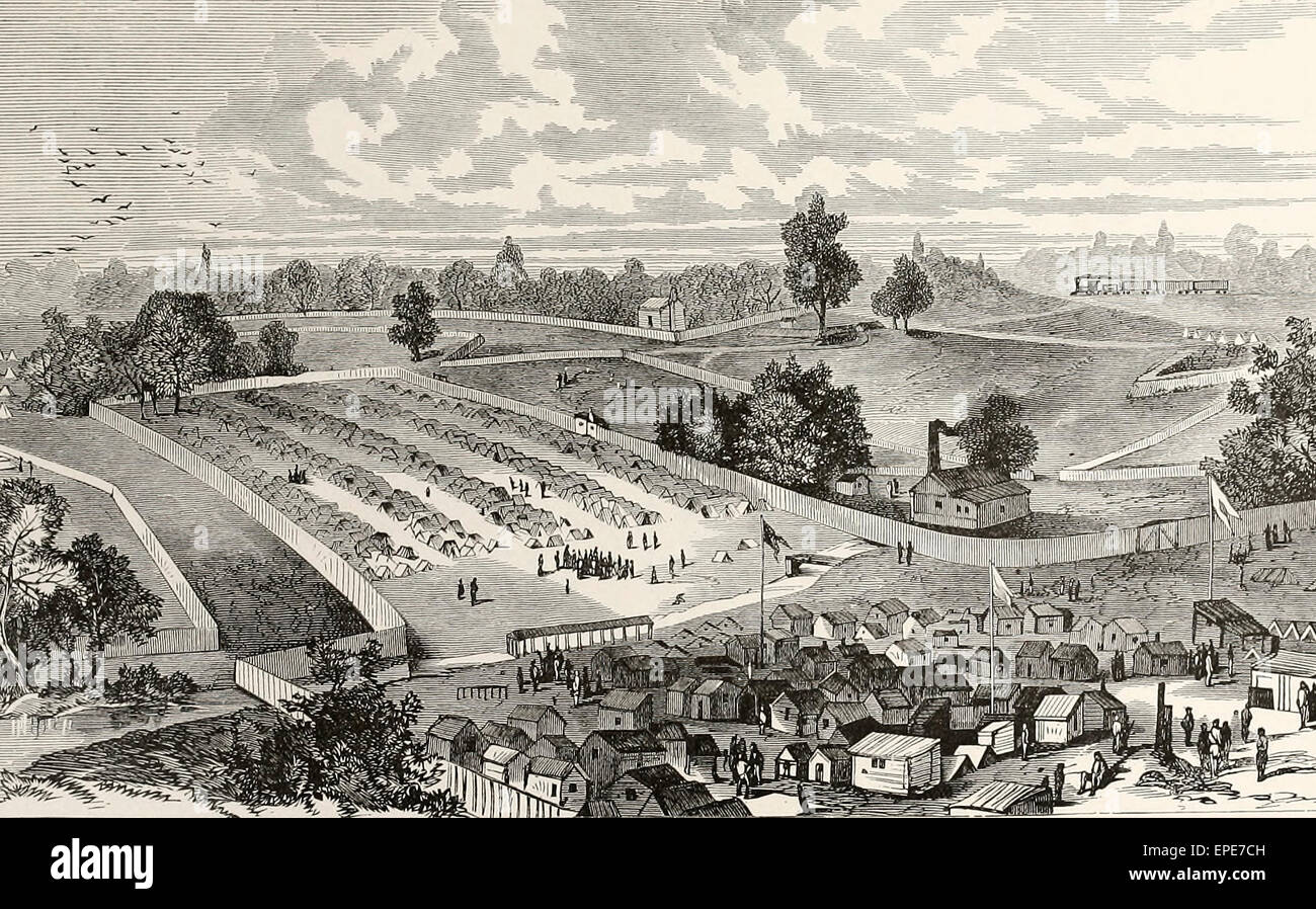 Campo di prigionia in Andersonville, Georgia durante gli Stati Uniti dalla guerra civile Foto Stock