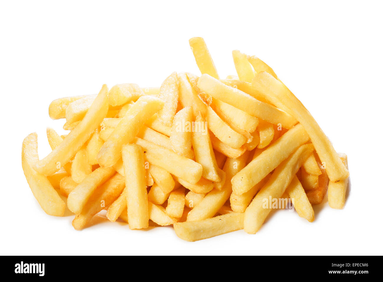 Le patatine fritte. Grande Porzione di patate fritte. Fast food. Mangiare malsano. Foto Stock