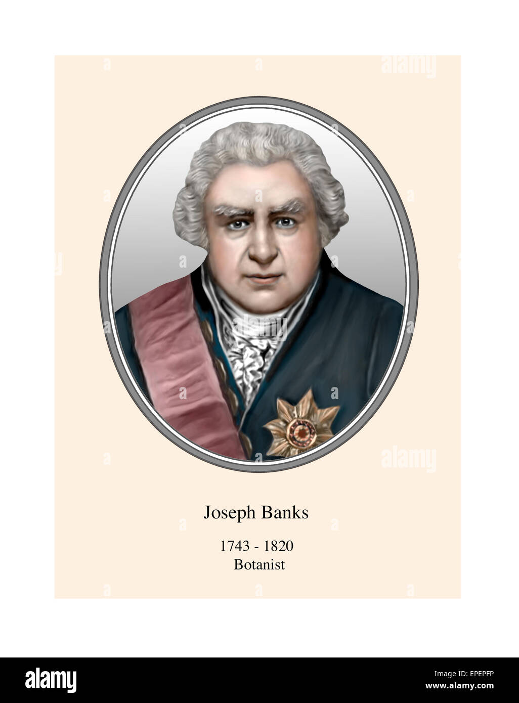 Joseph Banks botanico Explorer naturalista illustrazione moderna ritratto Foto Stock