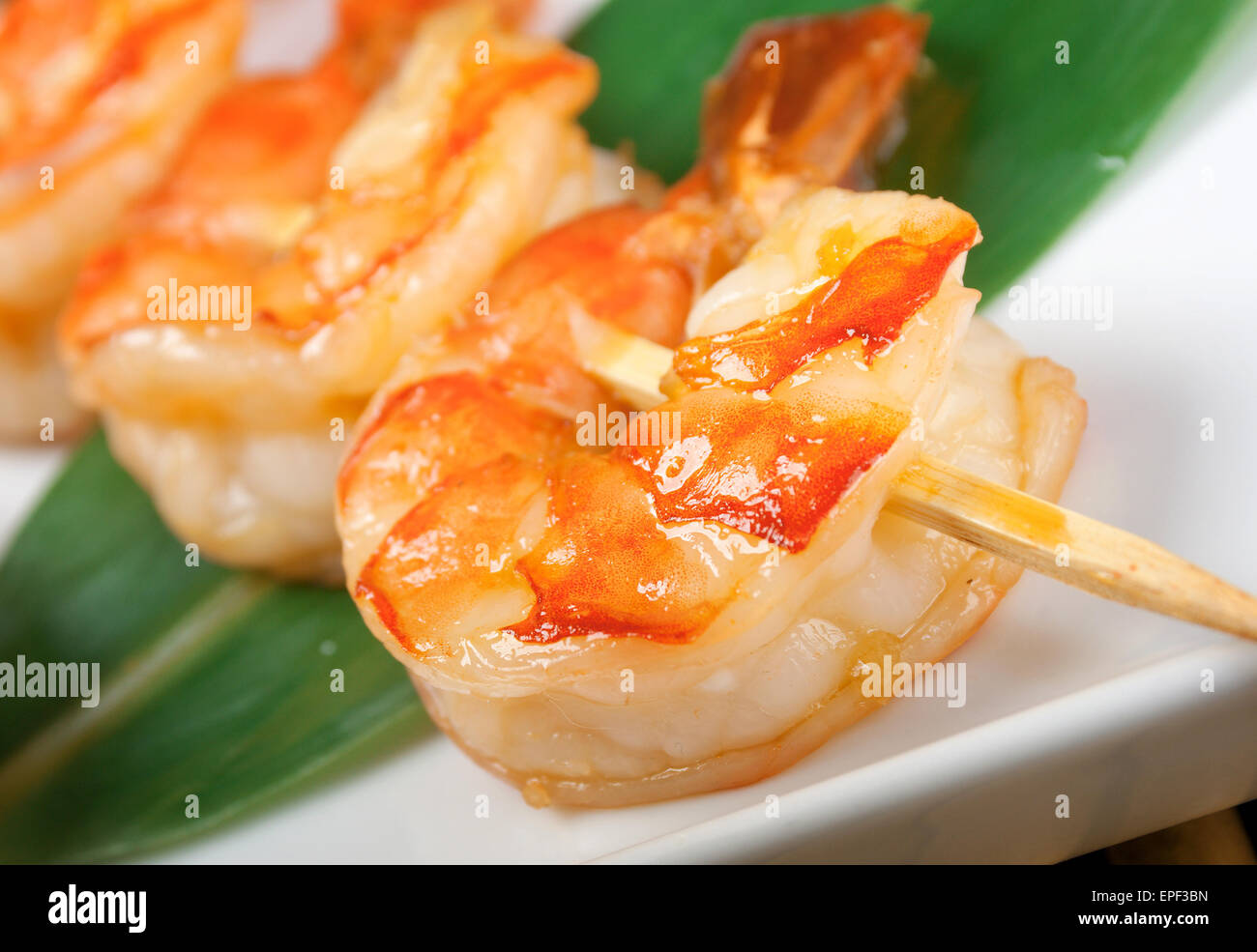 Giapponese spiedini di frutti di mare royal boreale .closeup Foto Stock