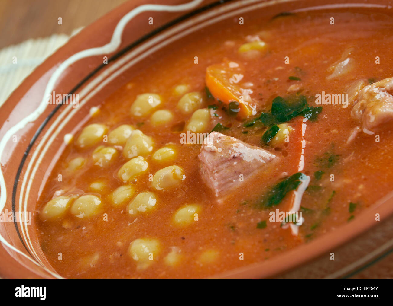 Chorba homos - algerina di pulcino-zuppa di piselli con carne e verdure Foto Stock