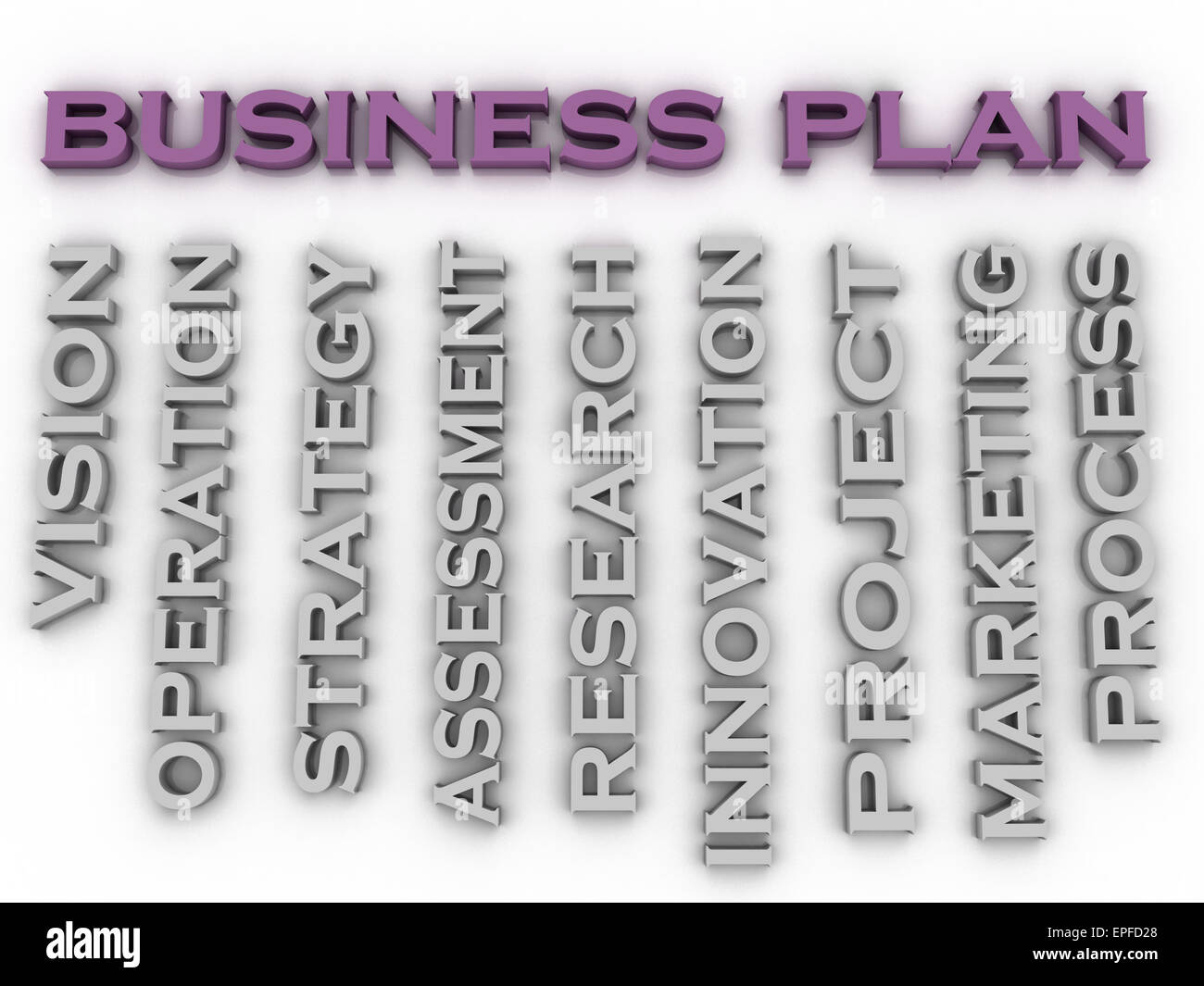 Immagine 3D Business plan temi concetto parola Sfondo nuvola Foto Stock