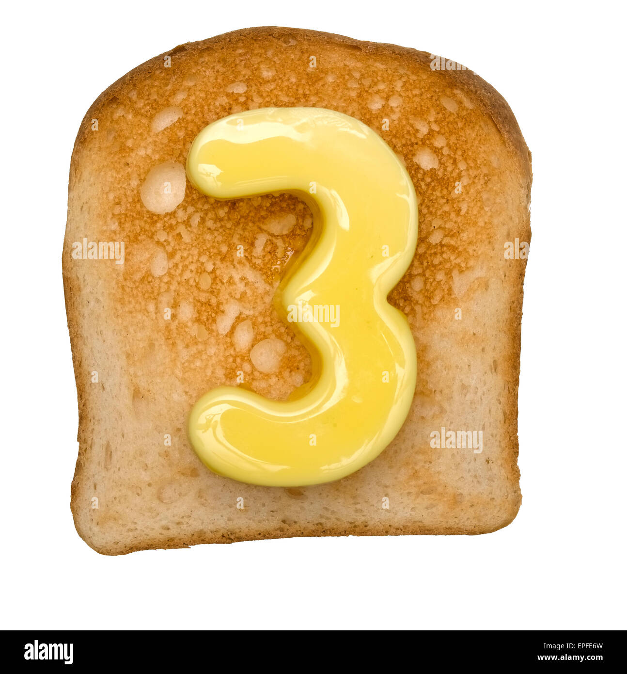 Isolato, Toast con burro numero 3 Foto Stock