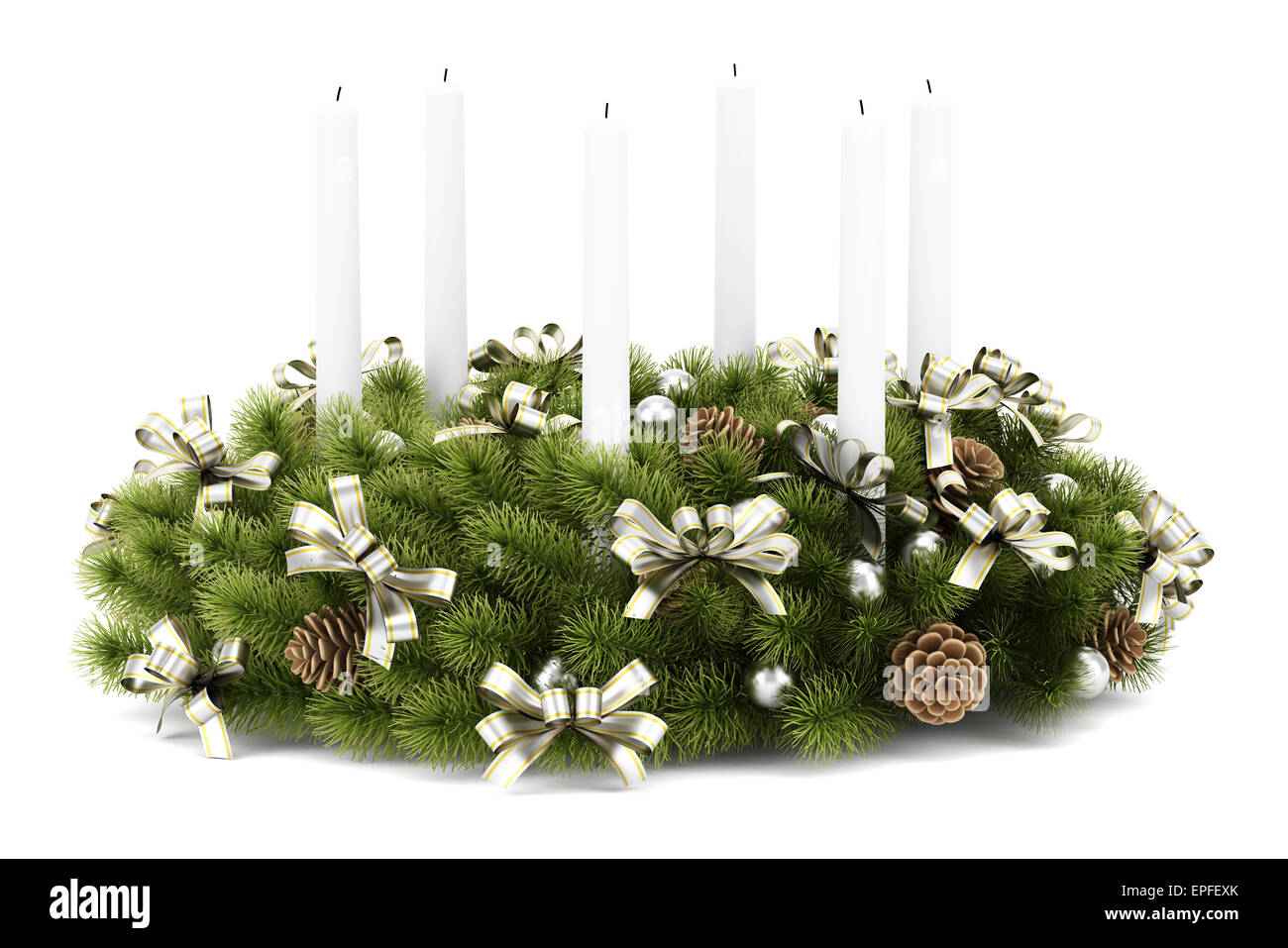 Tavola di Natale corona di decorazione con candele Foto Stock