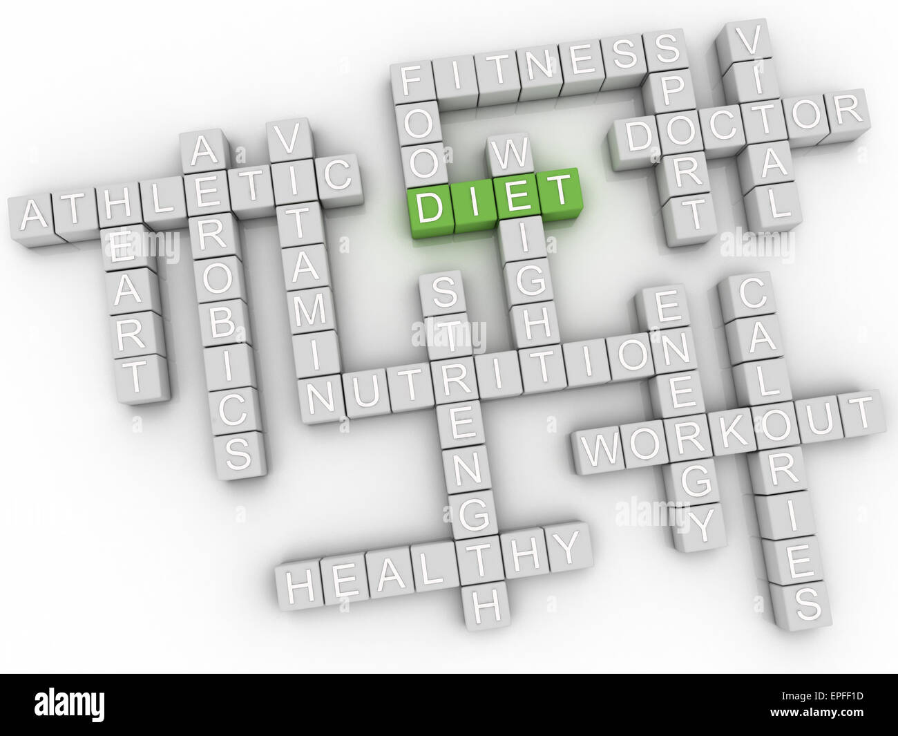 Immagine 3d problemi di dieta concetto parola Sfondo nuvola Foto Stock