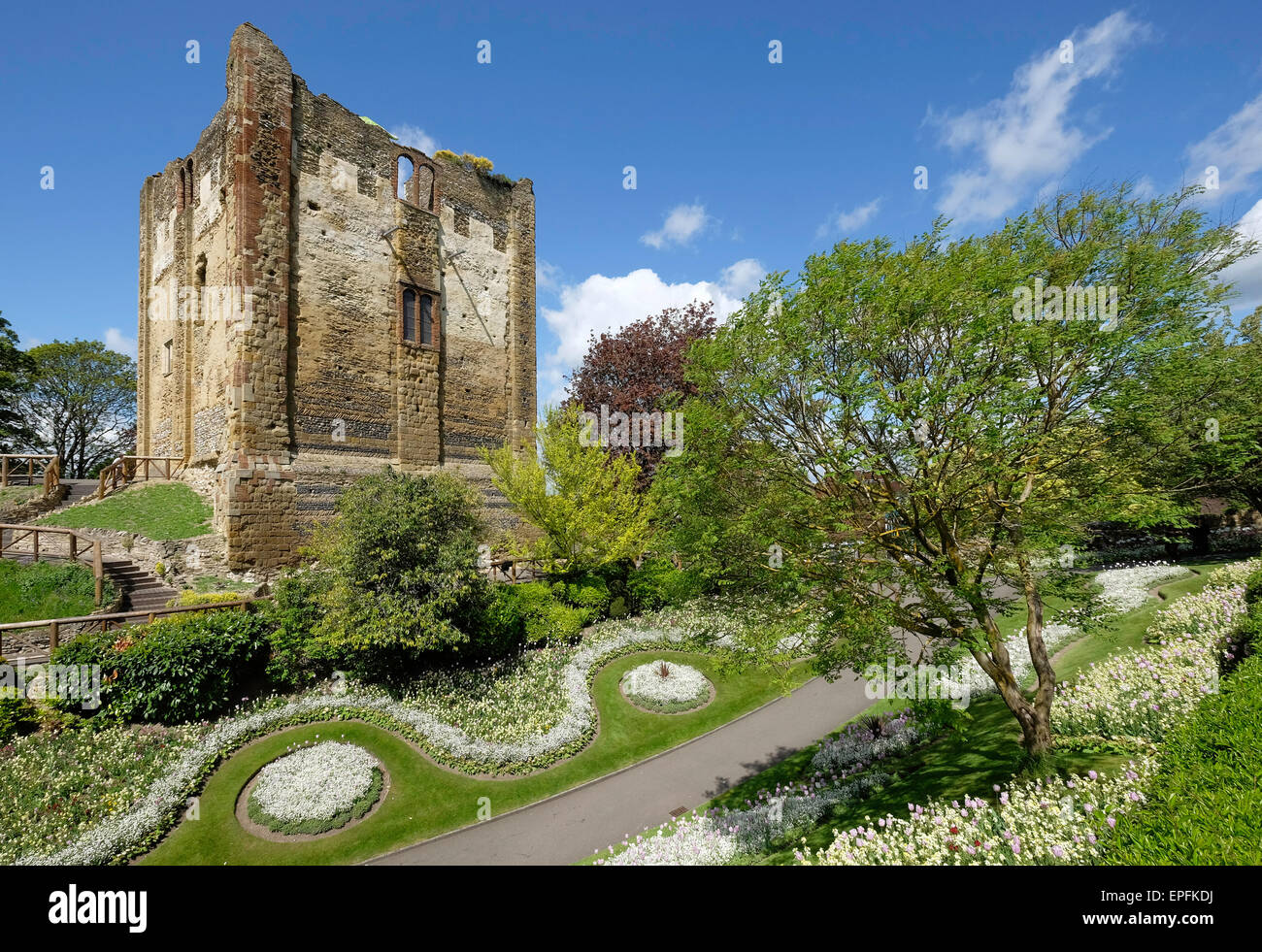 Parco del Castello e la grande torre, Guildford, Surrey, Regno Unito Foto Stock