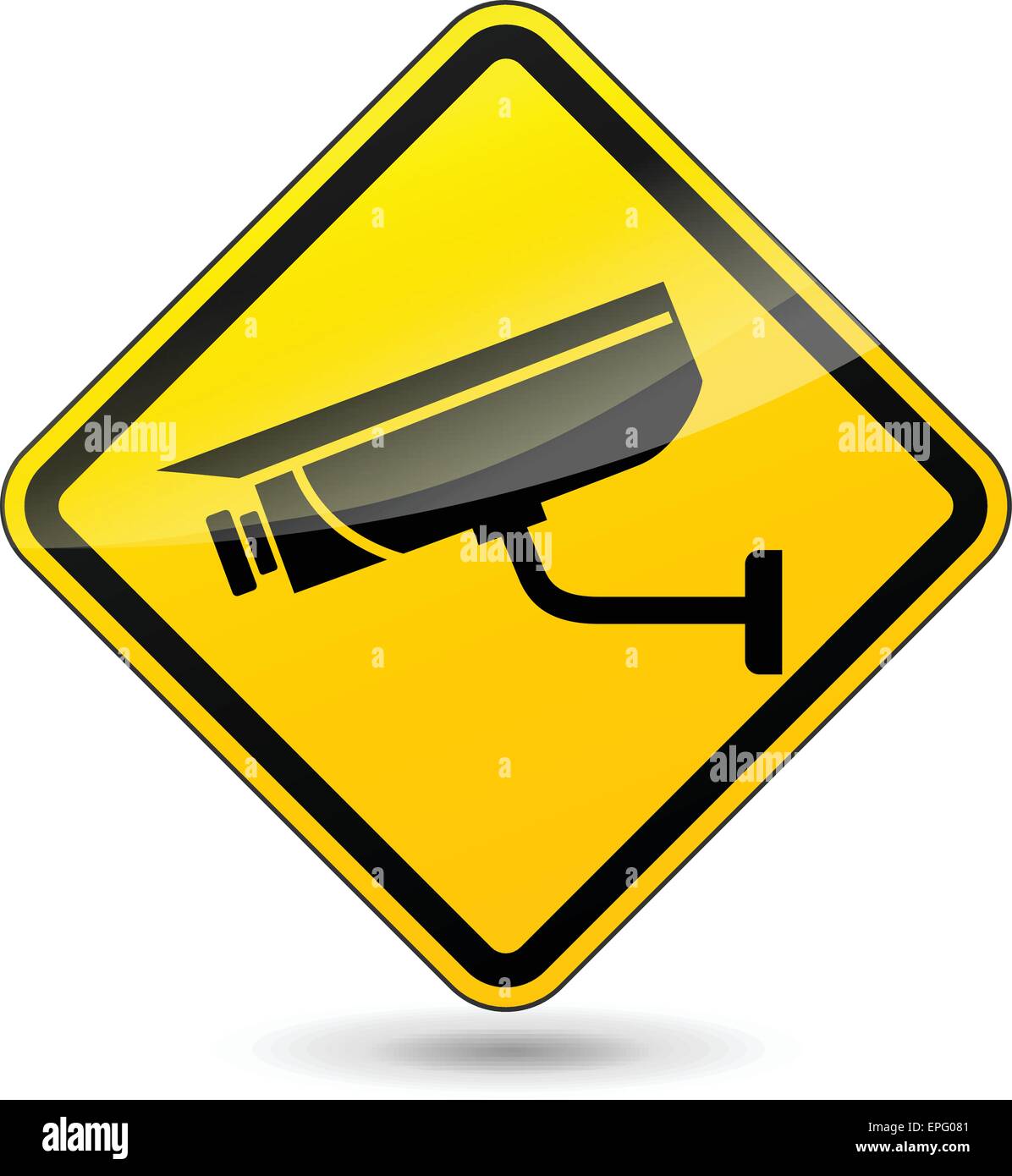 Illustrazione del cartello giallo per videosorveglianza Illustrazione Vettoriale