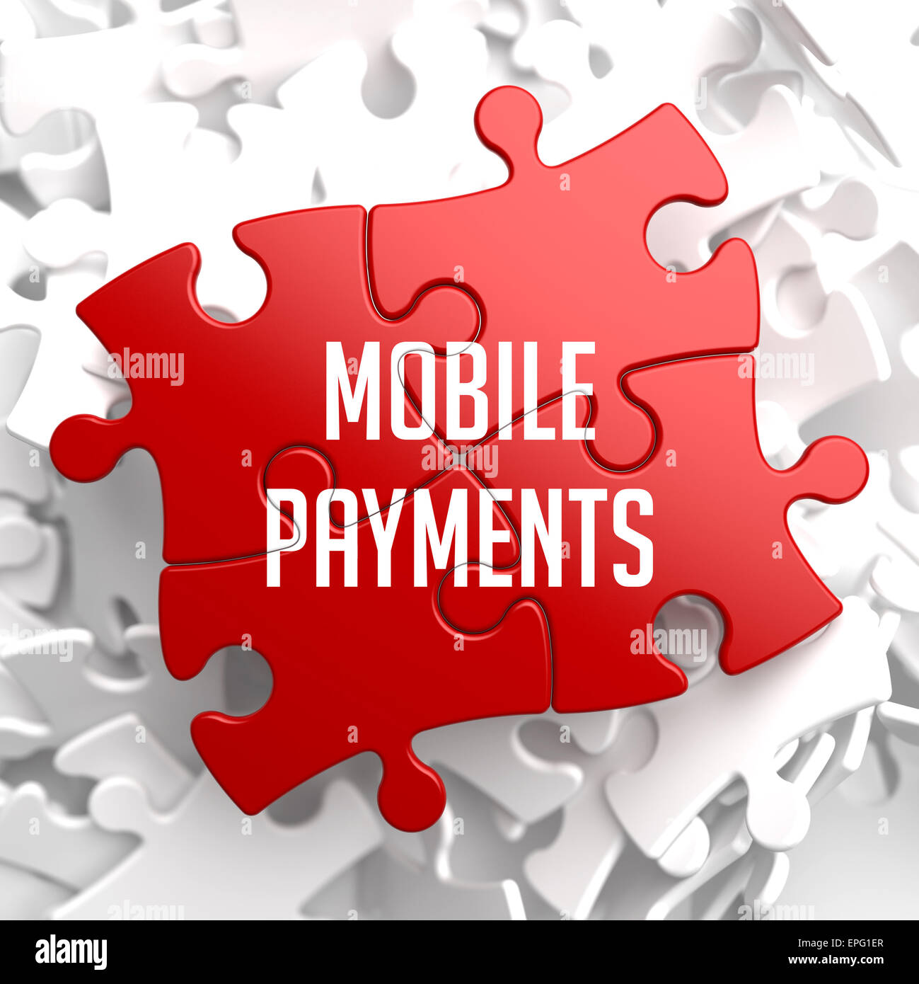 I pagamenti mobili su Puzzle rosso su sfondo bianco. Foto Stock