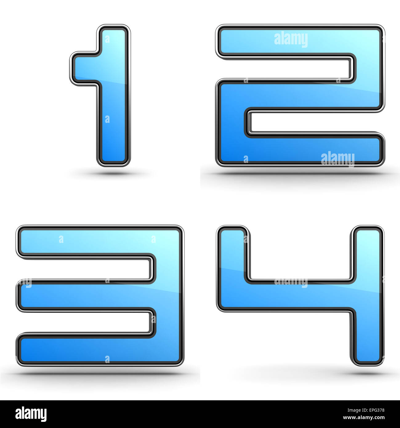 Cifre 1,2,3,4 - Set di 3D cifre in stile del touchpad. Foto Stock