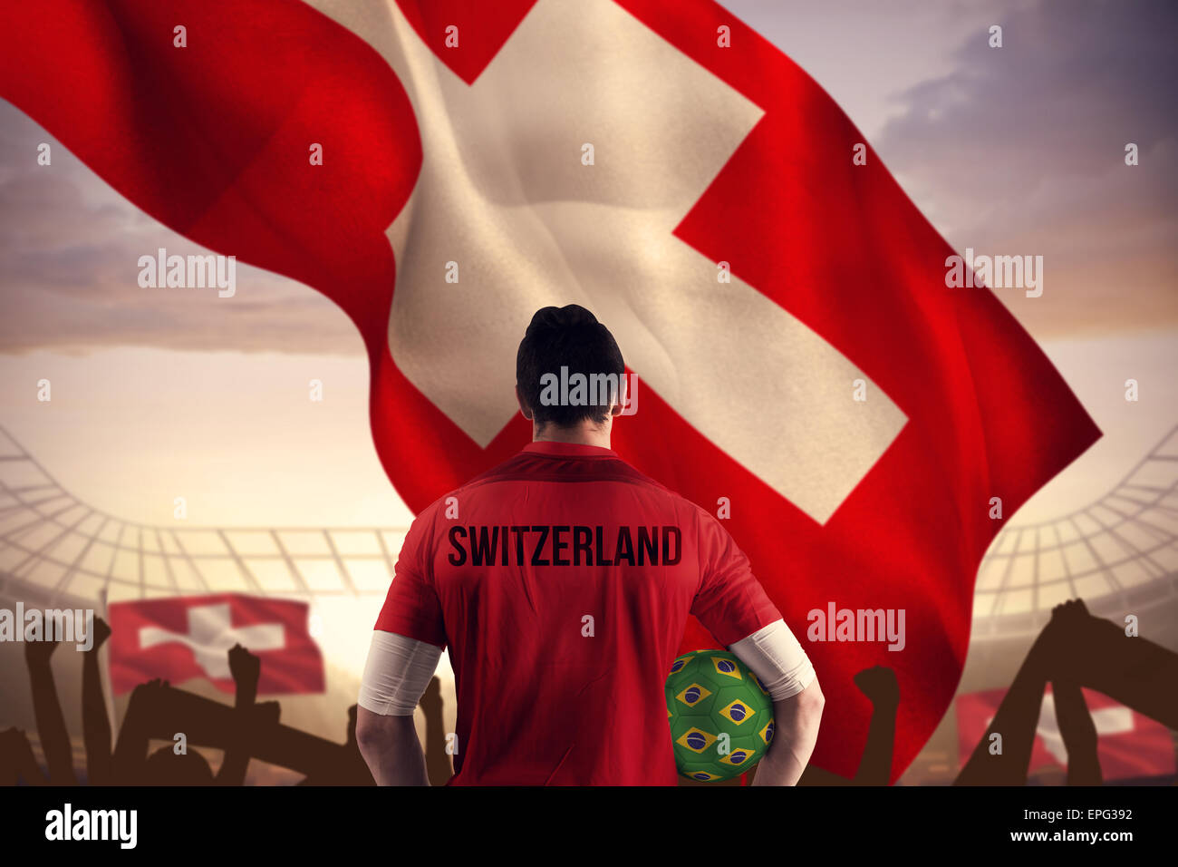 Immagine composita della Swiss Football giocatore in possesso palla Foto Stock