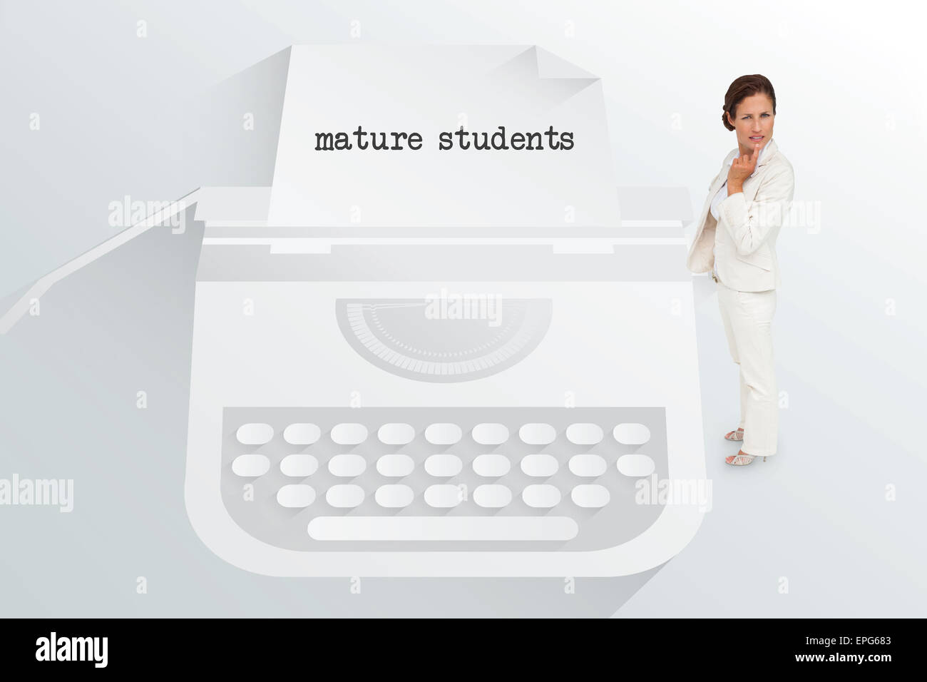 La parola gli studenti maturi e pensando imprenditrice Foto Stock