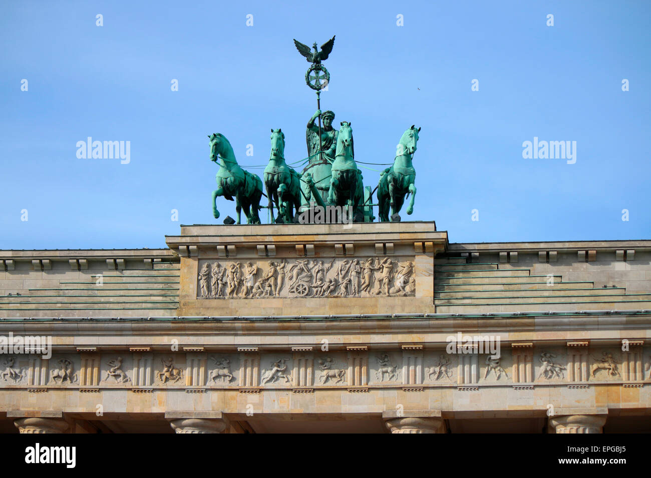 Quadriga, Brandenburger Tor, Pariser Platz, Berlin-Mitte. Foto Stock