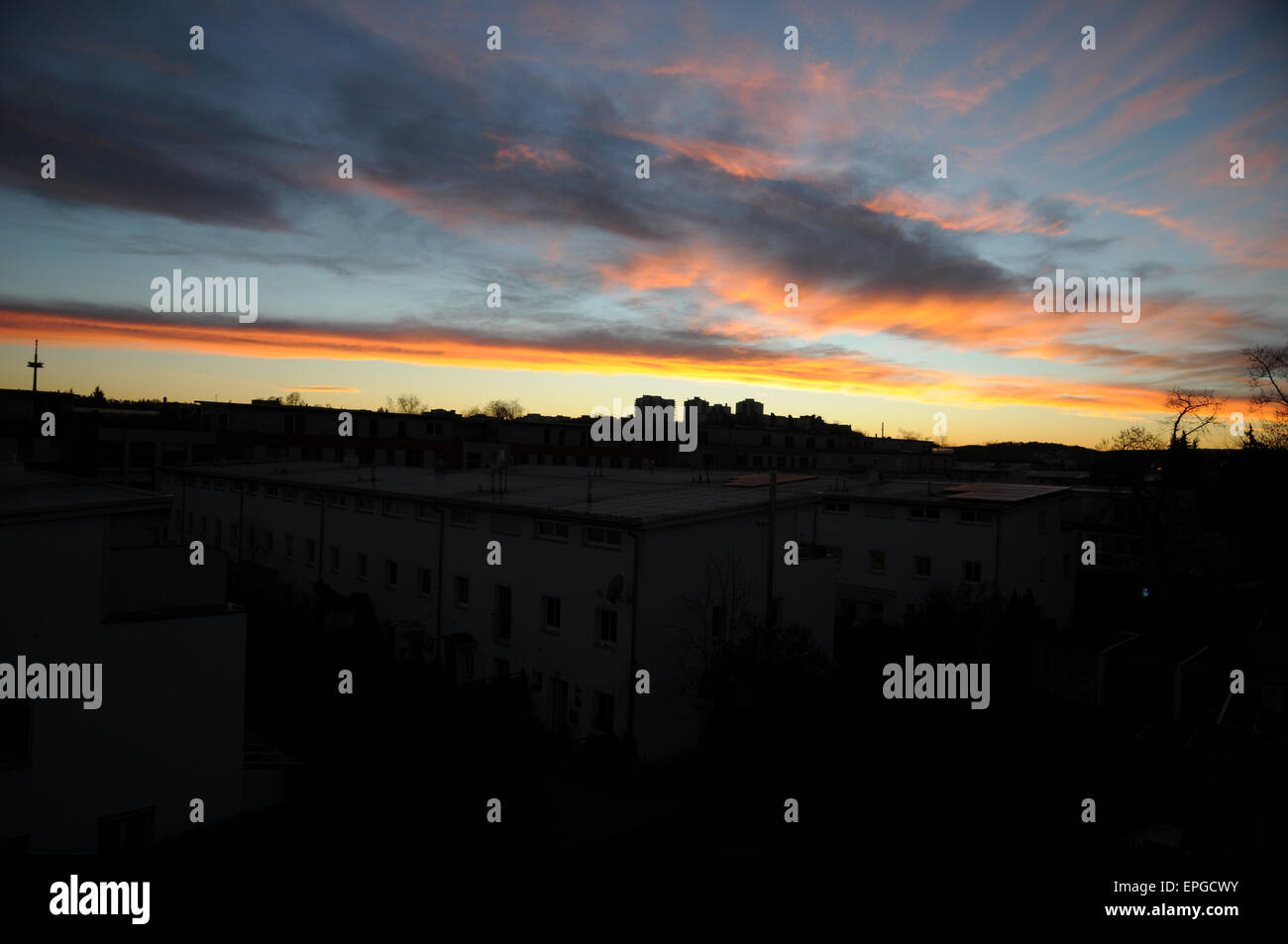 Tramonto, nuvole, cielo Foto Stock