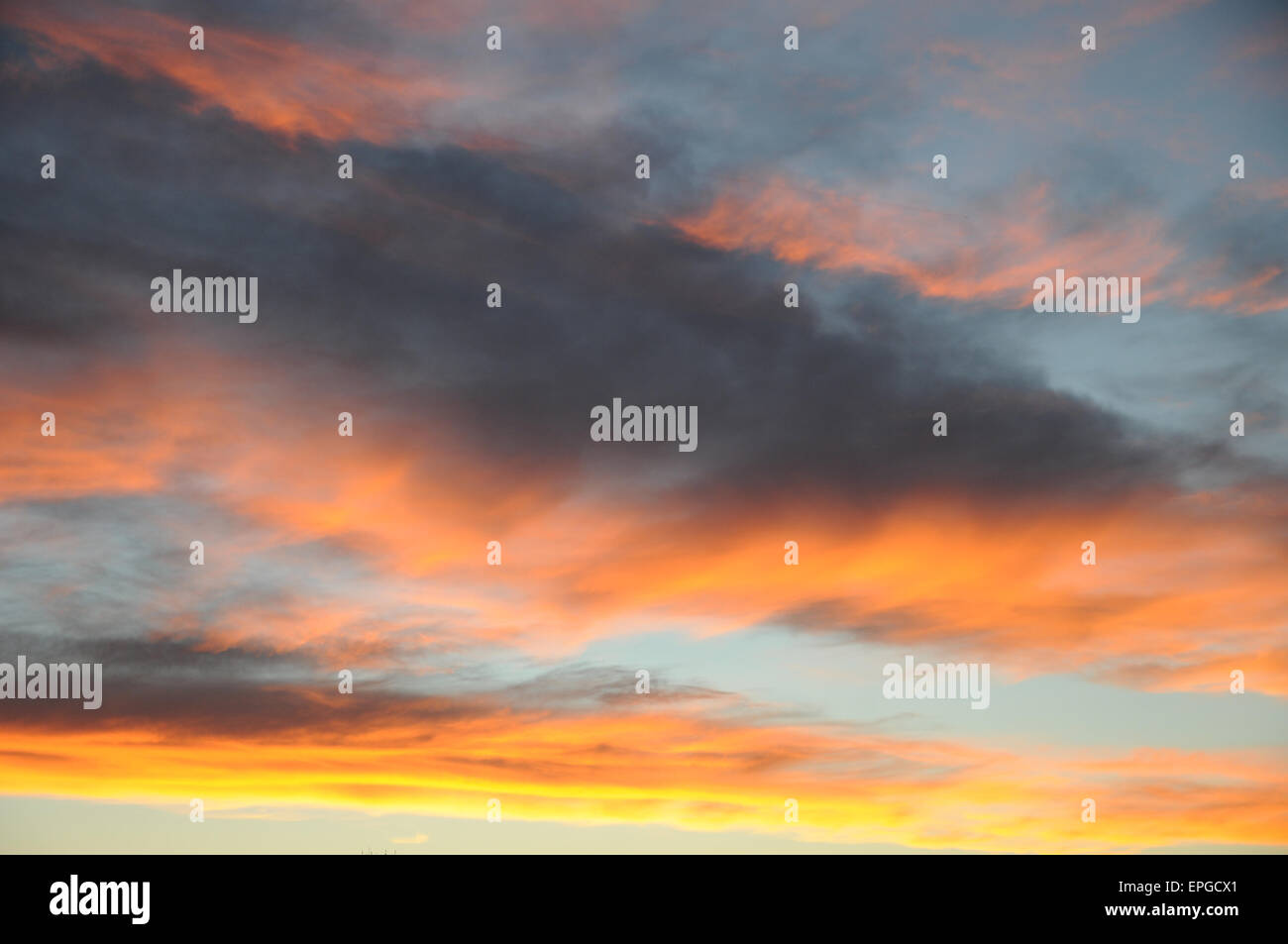 Tramonto, nuvole, cielo Foto Stock