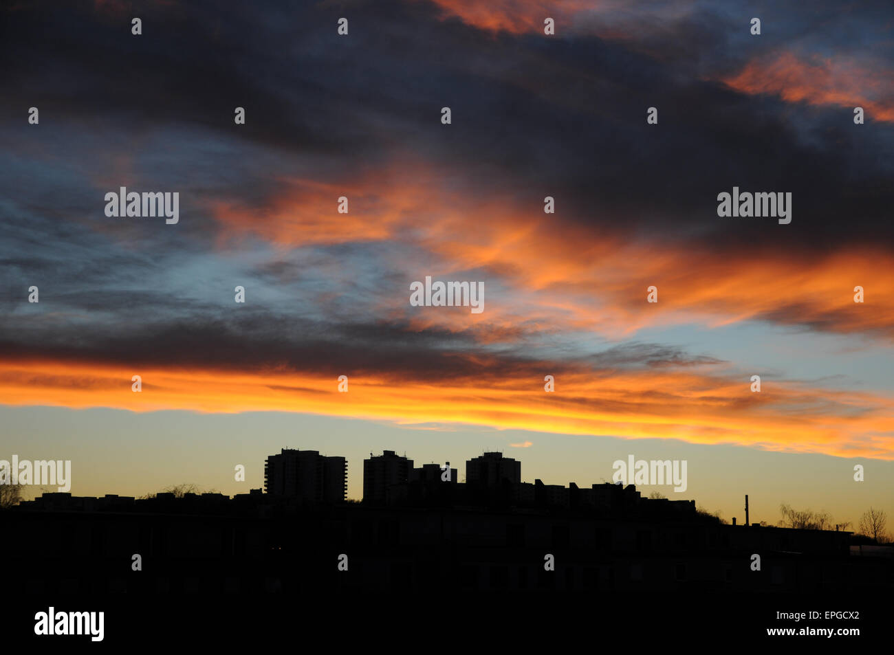 Tramonto, nuvole, cielo Foto Stock