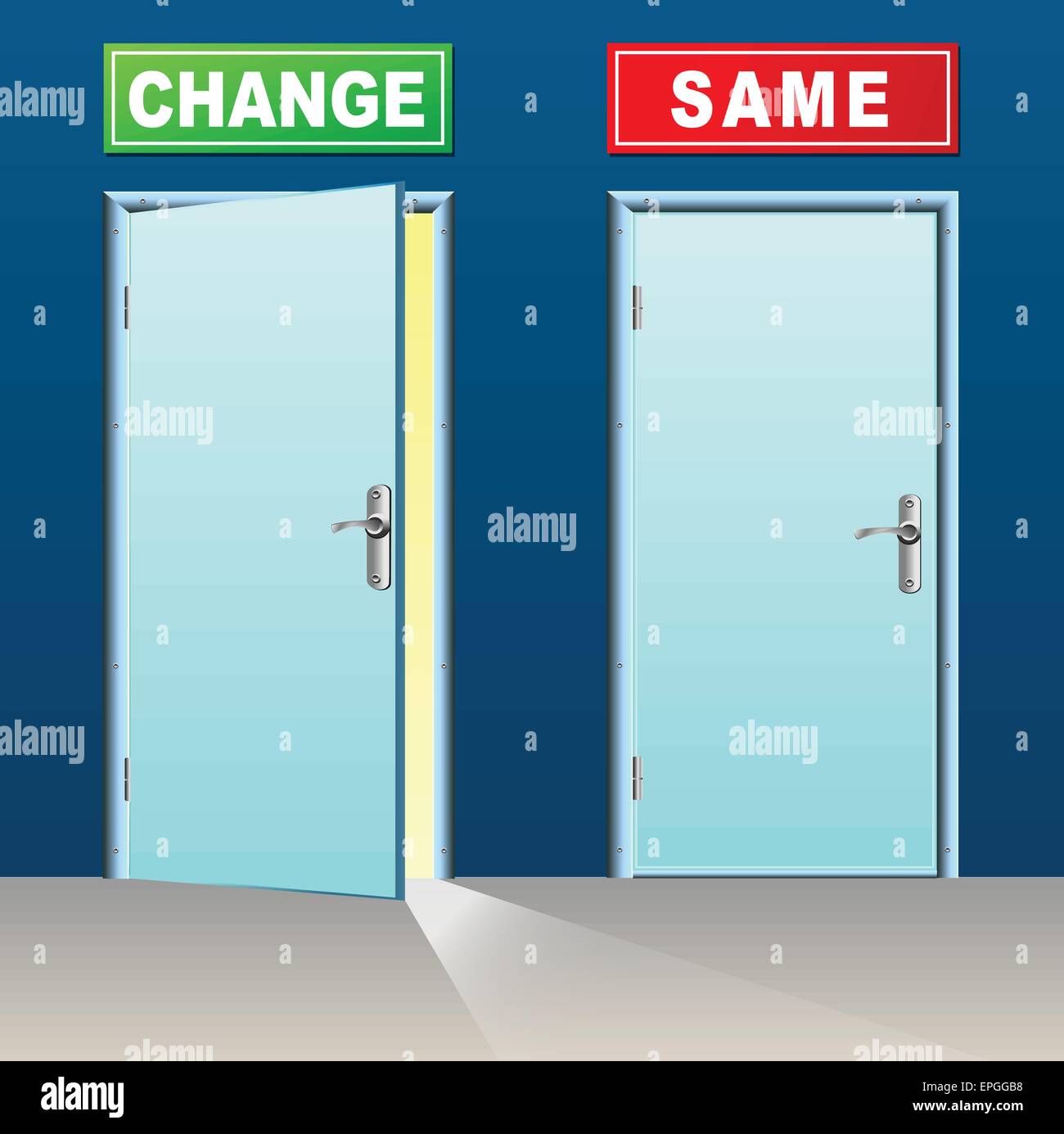 Illustrazione di due porte per il cambiamento e la stessa Illustrazione Vettoriale