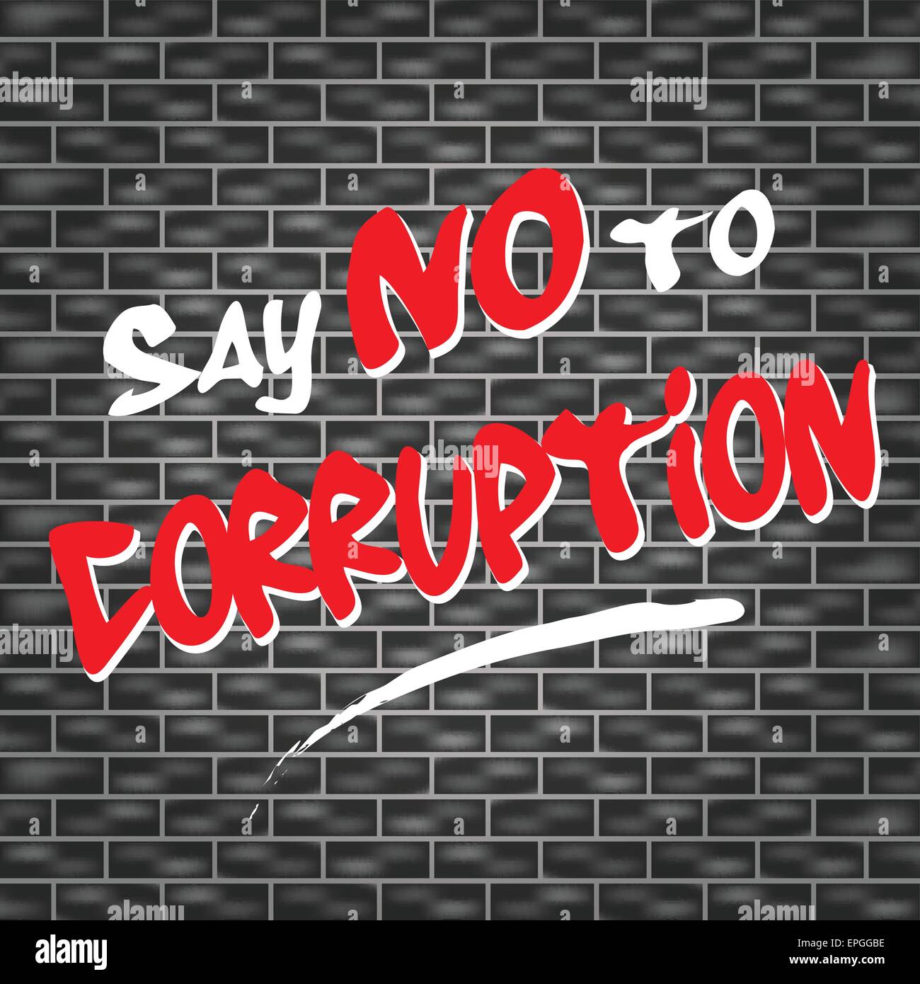 Illustrazione della parete scura con graffiti per nessuna forma di corruzione Illustrazione Vettoriale