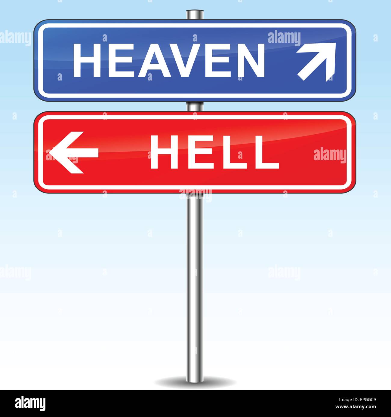 Illustrazione del paradiso e inferno segnaletica direzionale Illustrazione Vettoriale