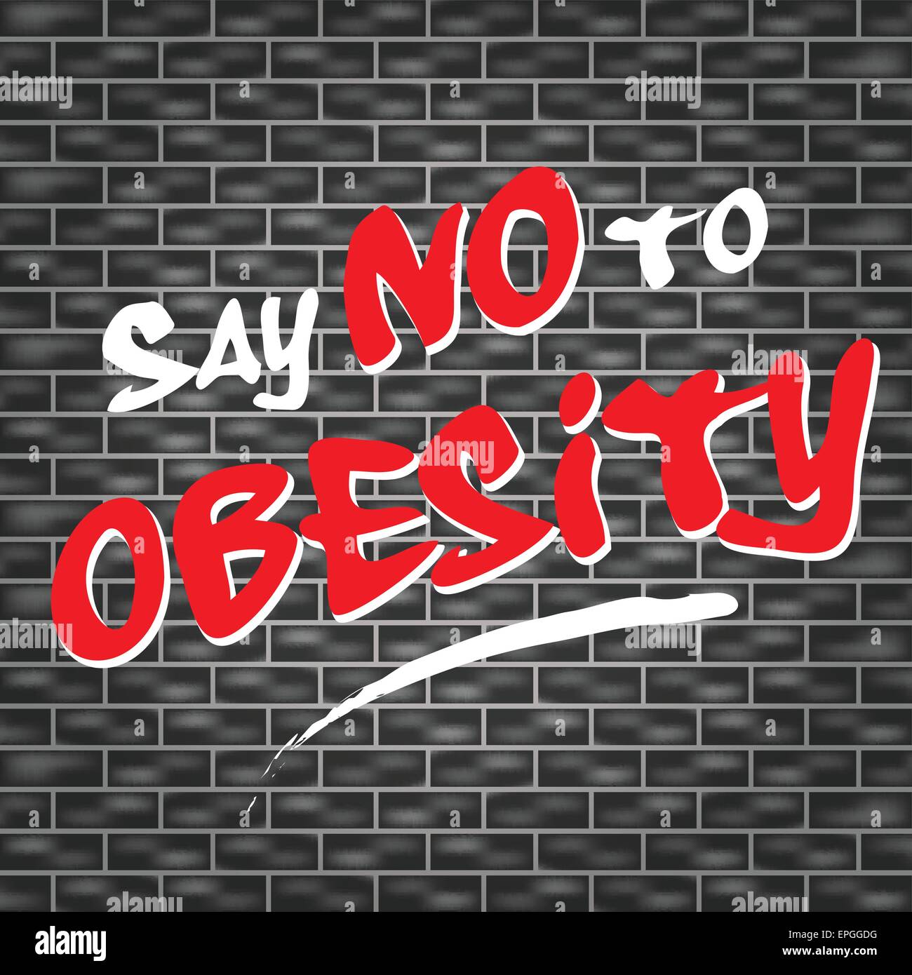 Illustrazione della parete scura con graffiti per assenza di obesità Illustrazione Vettoriale