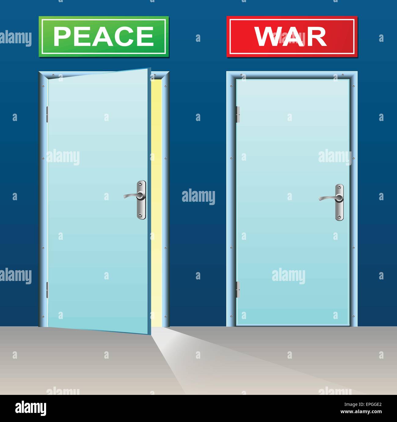 Illustrazione di due porte per la pace e la guerra Illustrazione Vettoriale