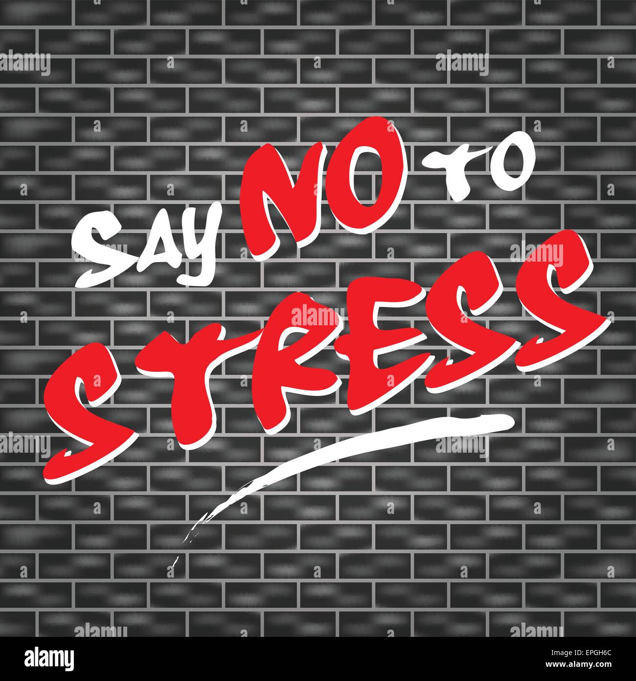 Illustrazione della parete scura con graffiti per no stress Illustrazione Vettoriale