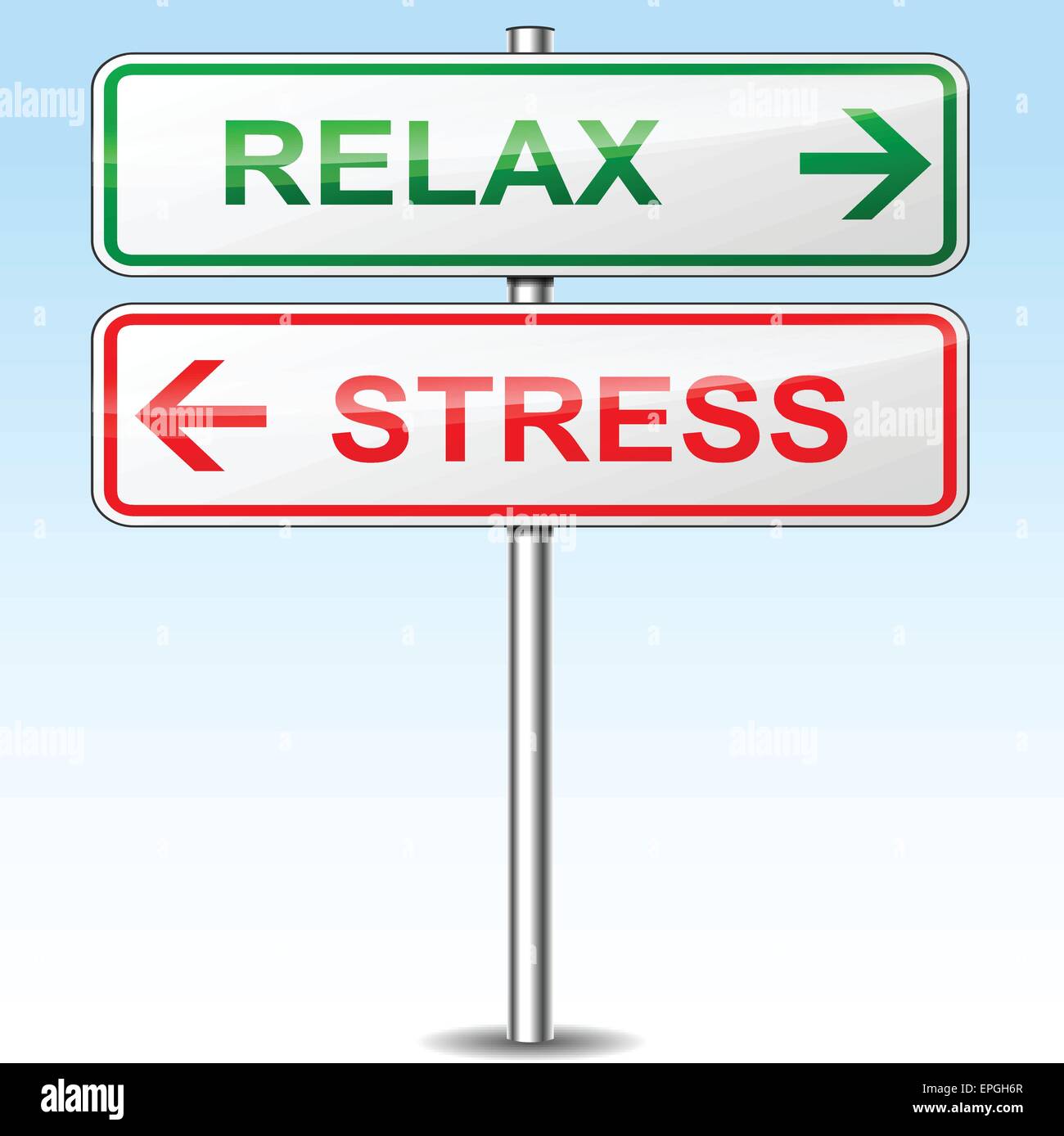 Illustrazione di stress e relax segnaletica direzionale Illustrazione Vettoriale