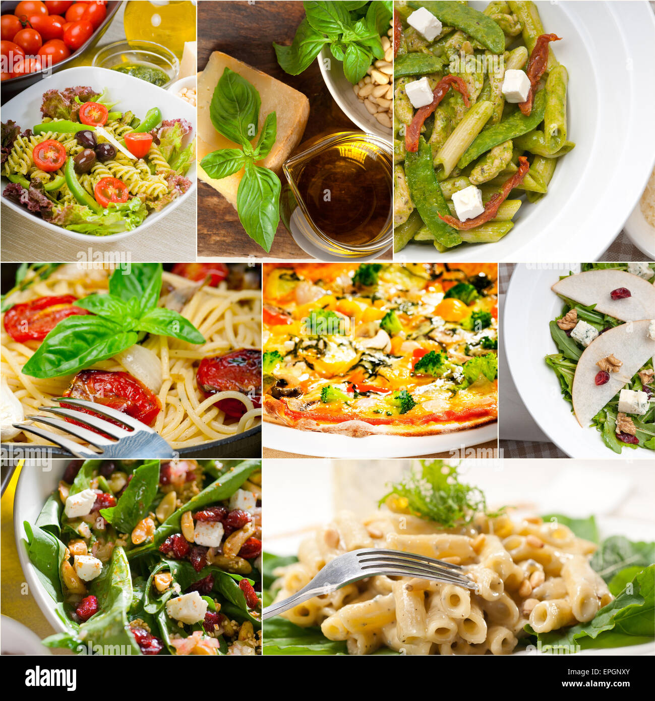 Una sana e gustosa cucina italiana collage Foto stock - Alamy
