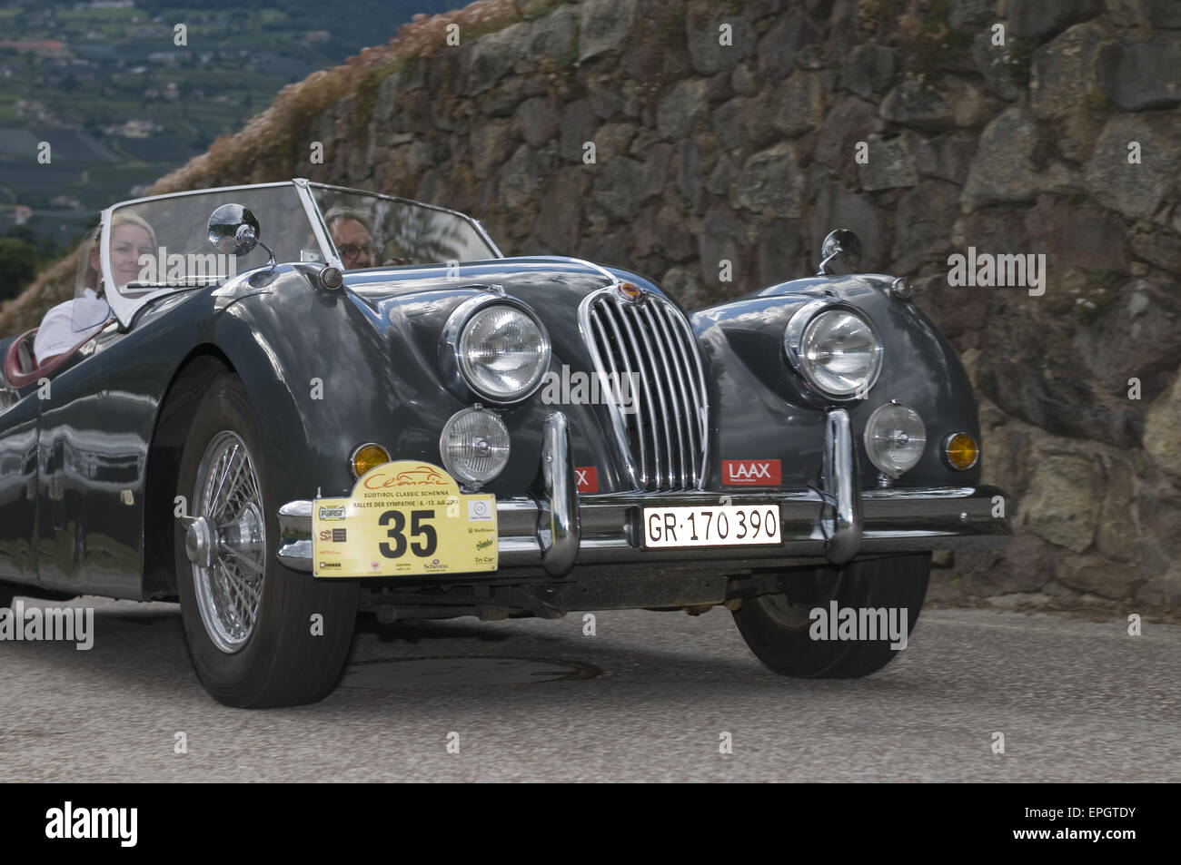 Alto Adige classic cars 2014 Jaguar XK 140 Le uomo Foto Stock