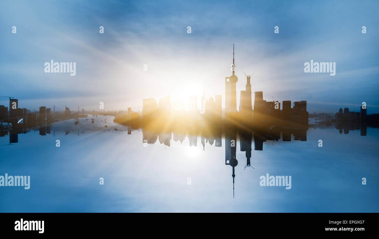 Vista notturna a Shanghai in Cina Foto Stock