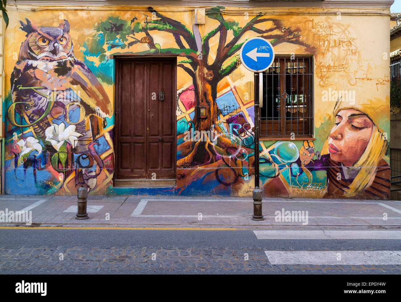 Arte di strada in Granada, Spagna Foto Stock
