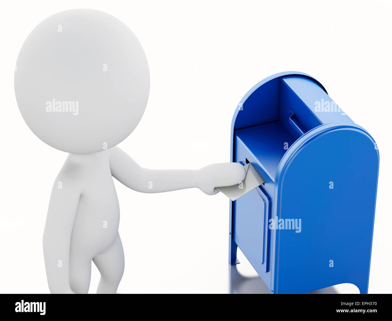 3d'illustrazione. La gente bianca con la casella di posta elettronica e la busta. Isolato sfondo bianco Foto Stock