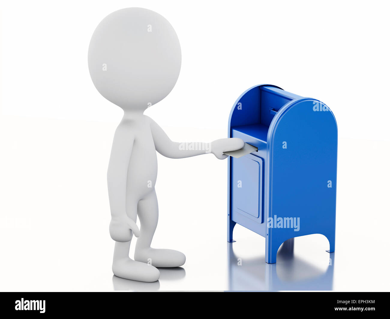 3d'illustrazione. La gente bianca con la casella di posta elettronica e la busta. Isolato sfondo bianco Foto Stock