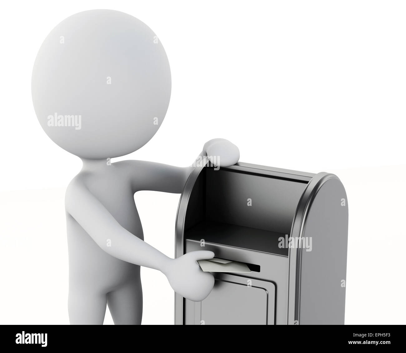 3d'illustrazione. La gente bianca con la casella di posta elettronica e la busta. Isolato sfondo bianco Foto Stock