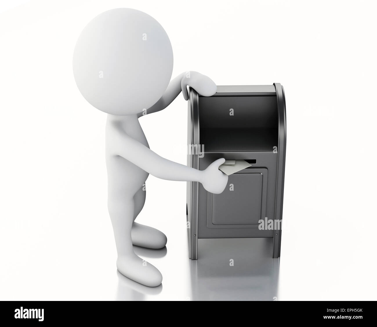 3d'illustrazione. La gente bianca con la casella di posta elettronica e la busta. Isolato sfondo bianco Foto Stock