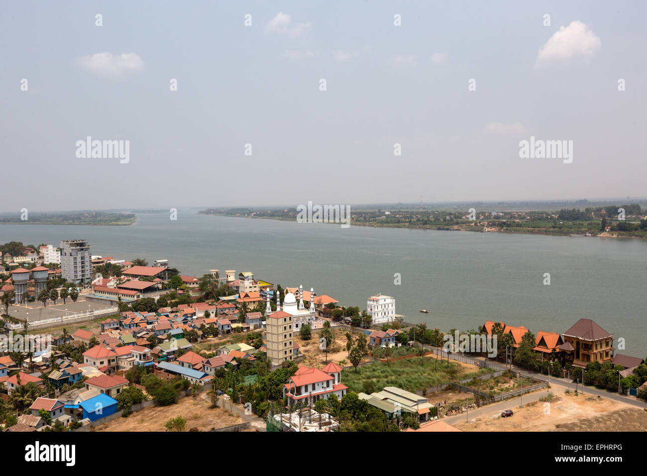 Vedute del fiume Mekong e la città di Phnom Penh, Cambogia Foto Stock