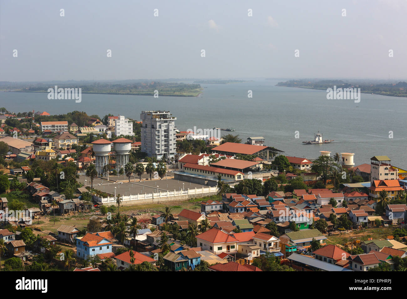 Vedute del fiume Mekong e la città di Phnom Penh, Cambogia Foto Stock