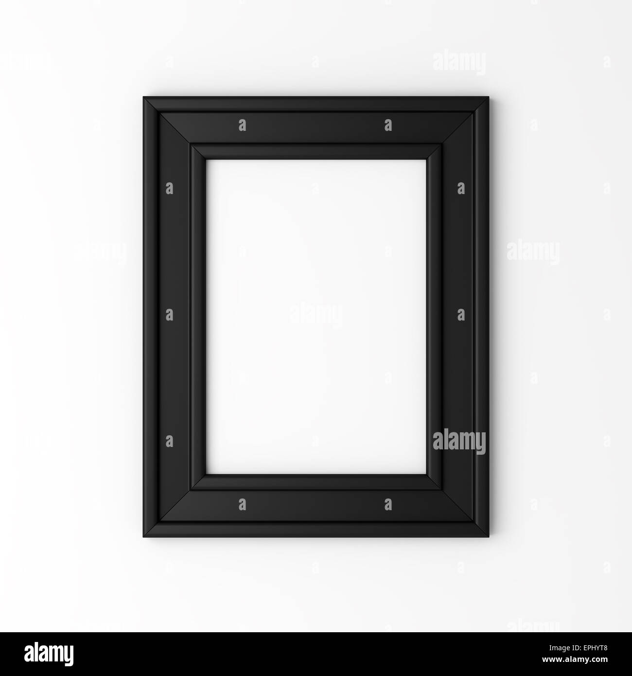 Nero vuota photo frame sul muro bianco Foto Stock