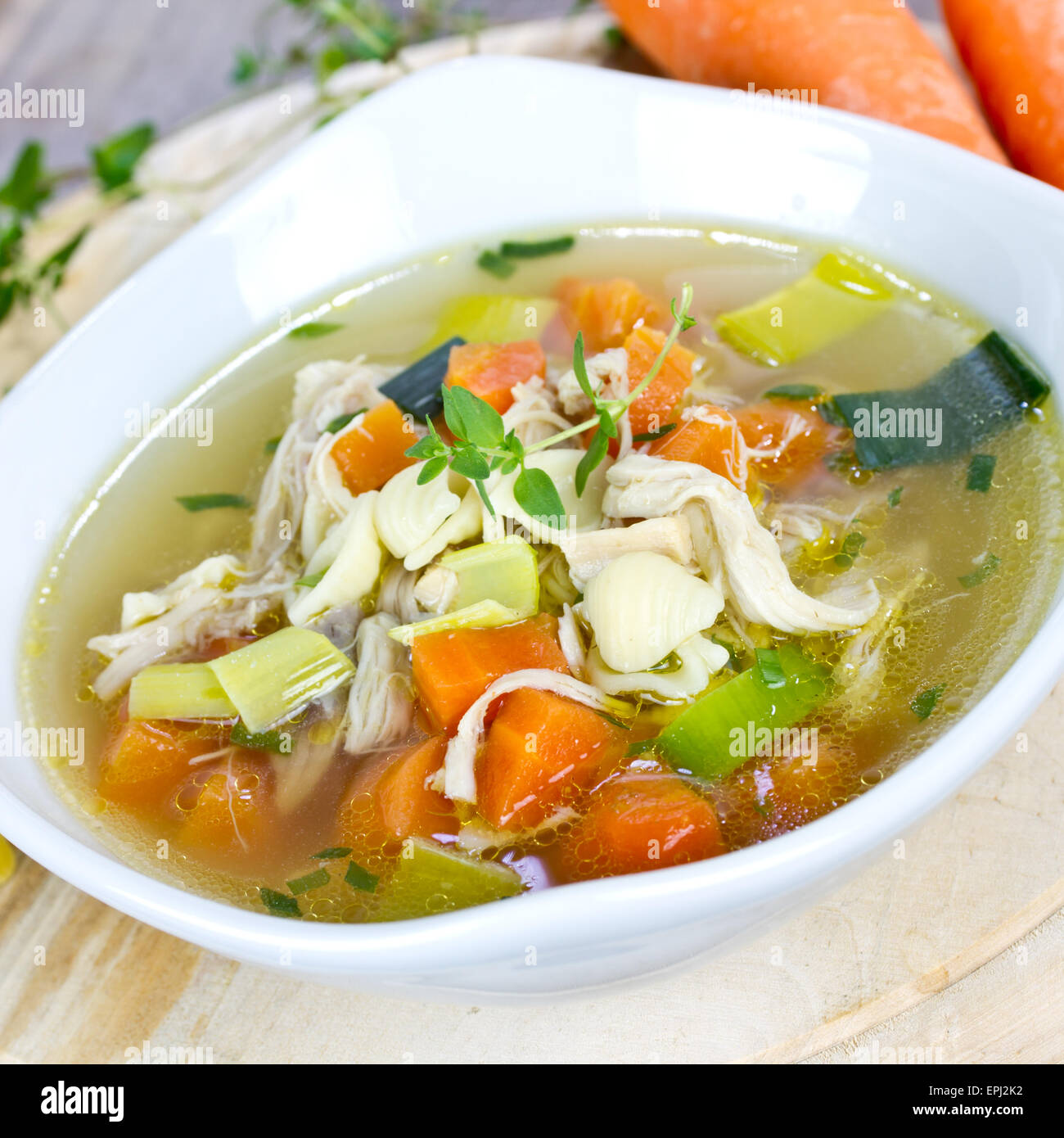 zuppa di pollo Foto Stock