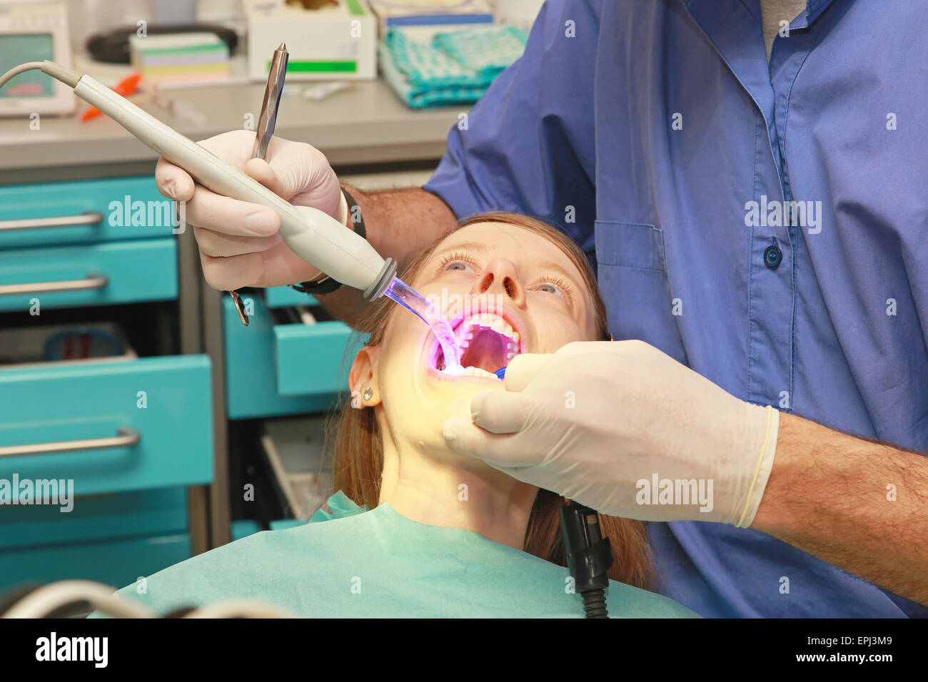 La paura del dentista Foto Stock