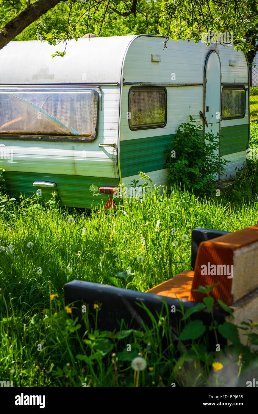 Sedia e camper Foto Stock