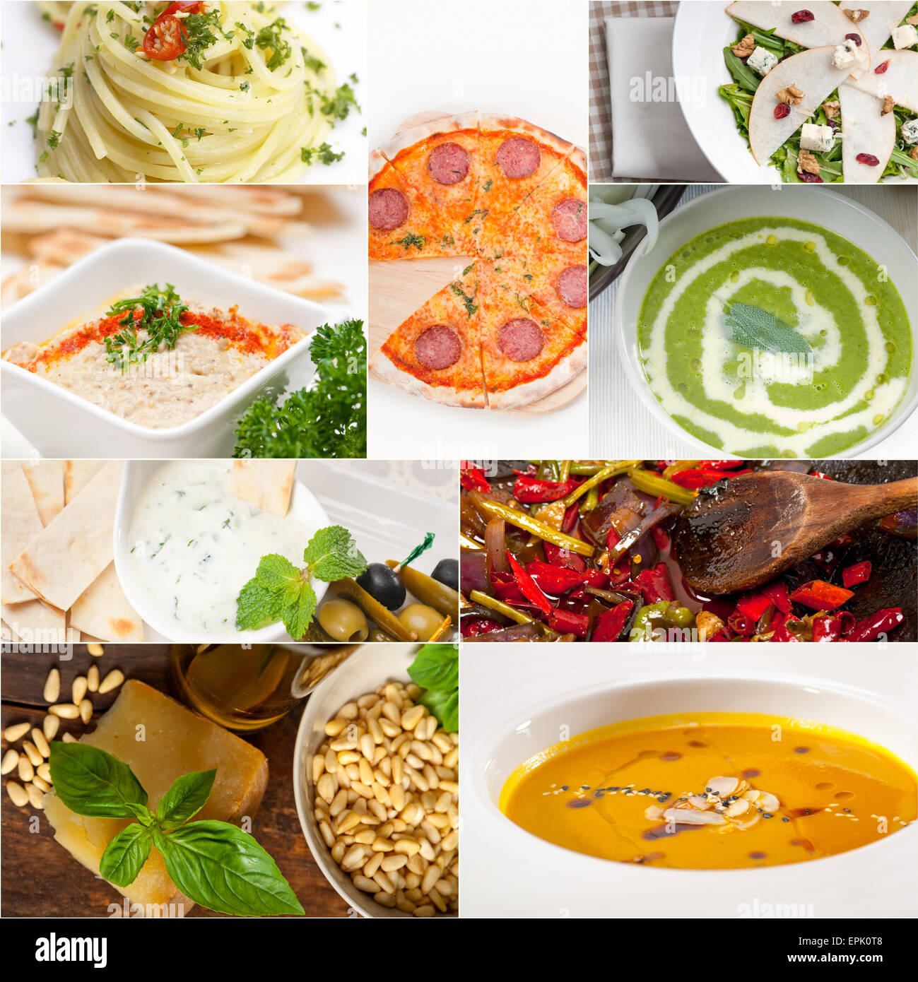 Una sana e gustosa cucina italiana collage Foto Stock