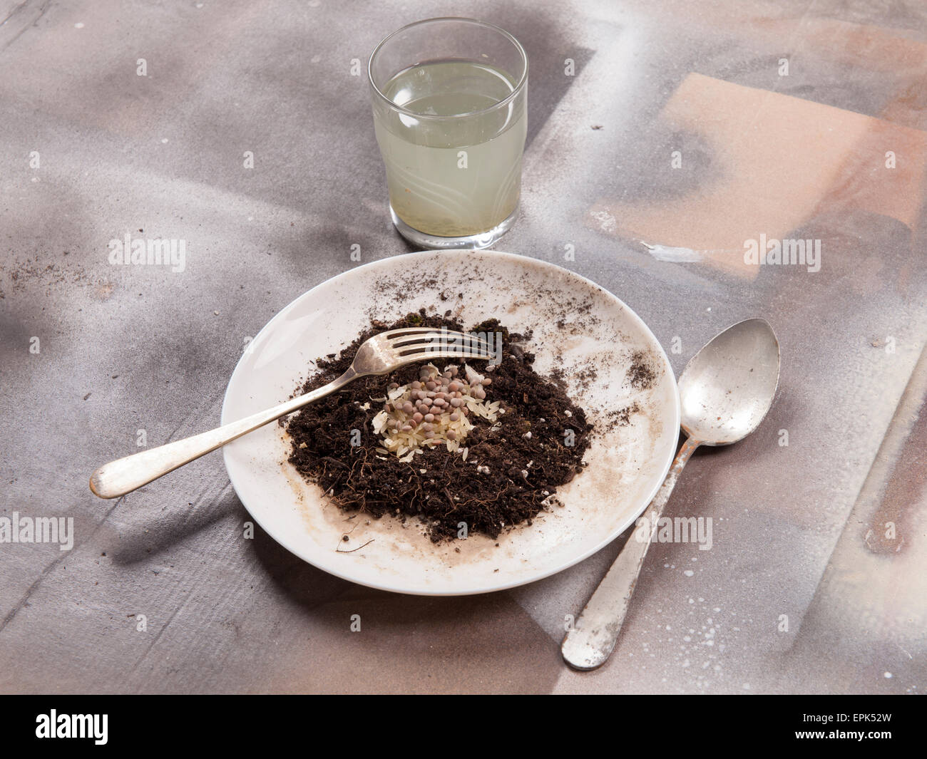 Concetto di cibo cattivo di una persona senza risorse economiche Foto Stock