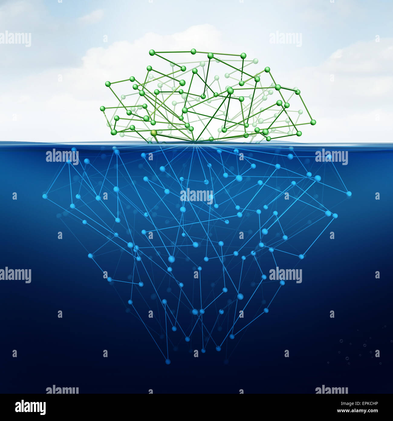 Web profondo e nascosto e la tecnologia di internet come un età digitale problema nozione come un sito web scuro nel cyberspazio metropolitana da cercare Foto Stock