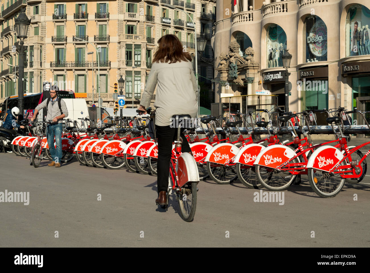 Barcellona bicicletta sistema di condivisione, chiamato Bicing Foto Stock
